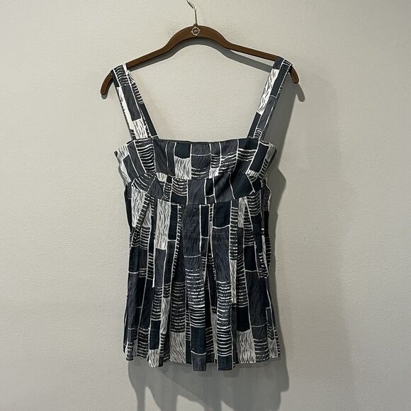 Marni Tank Top Women’s 38 Babydoll Gray Geometric Pleated Boning Flowy Italy - Picture 1 of 9
